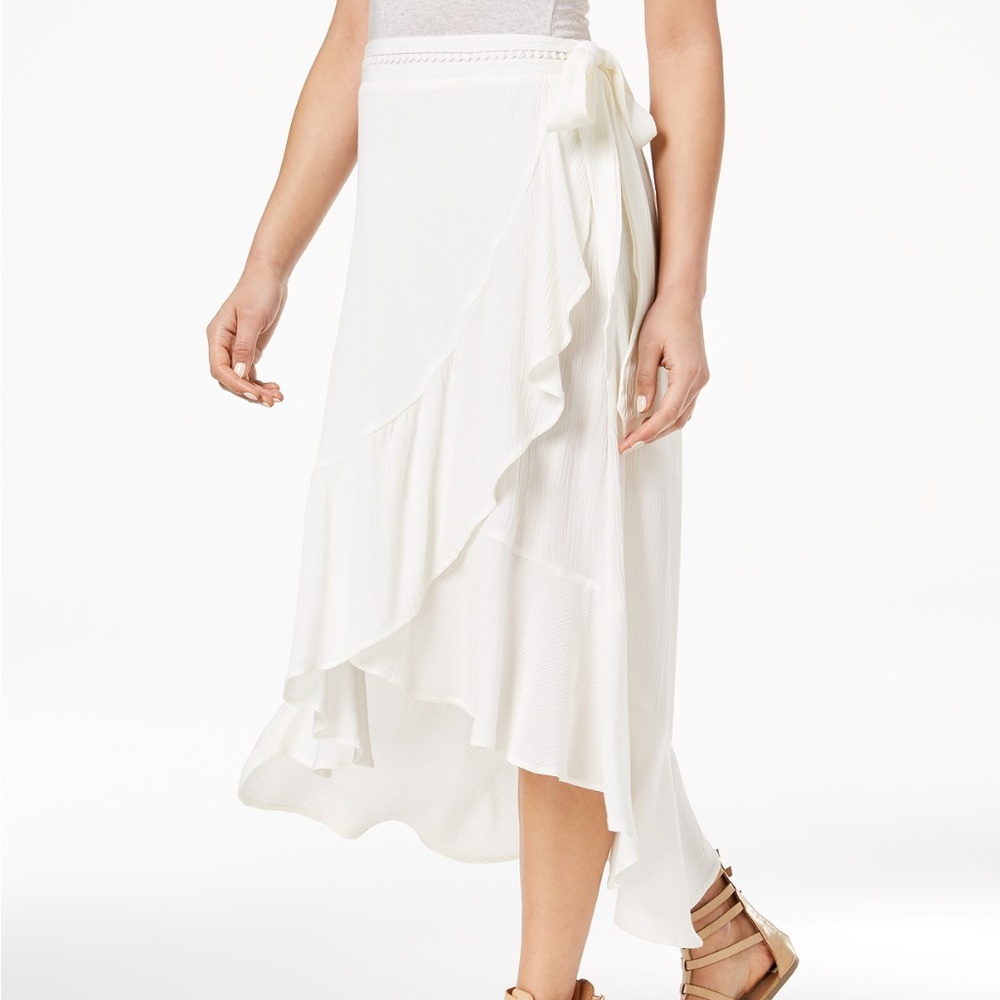 American Rag Juniors' High-Low Wrap Skirt Egret L
